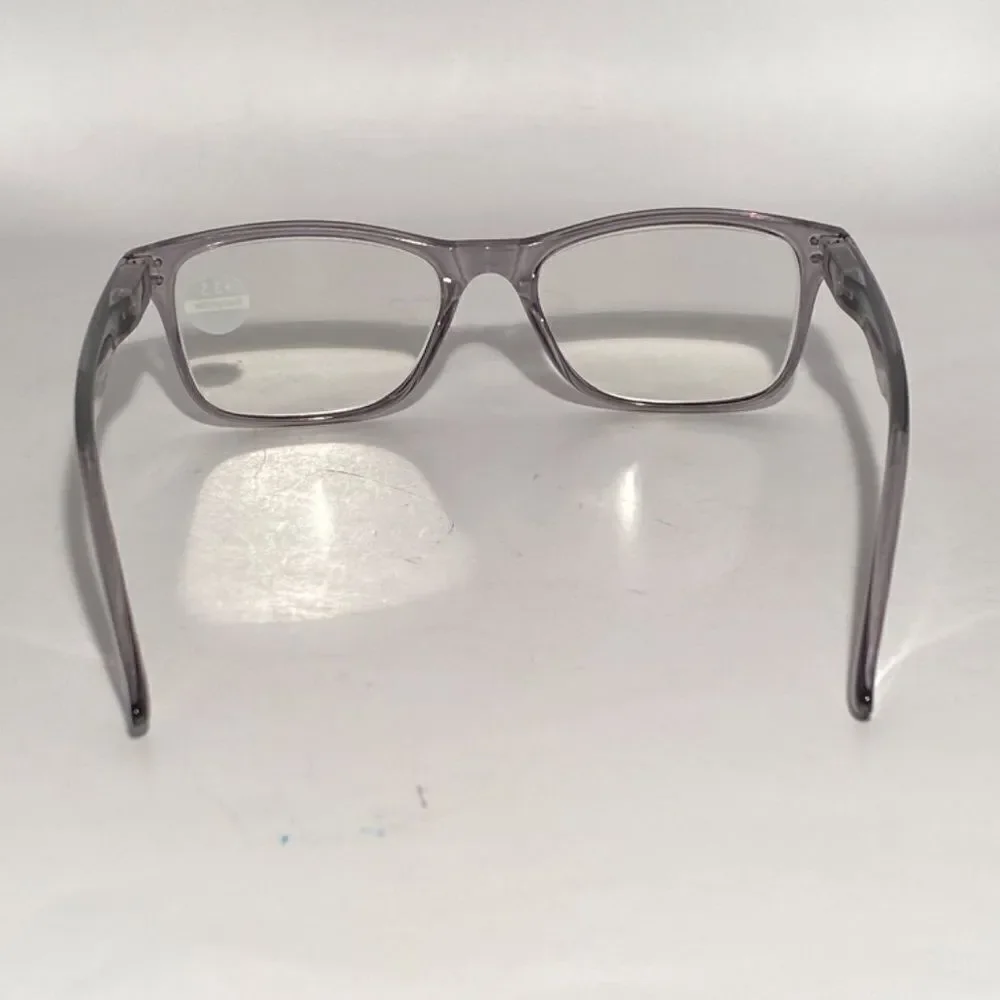 1434 Helen 3.5 Reading Glasses Thin Rectanle Bluelight Filter Gray Frames NWT